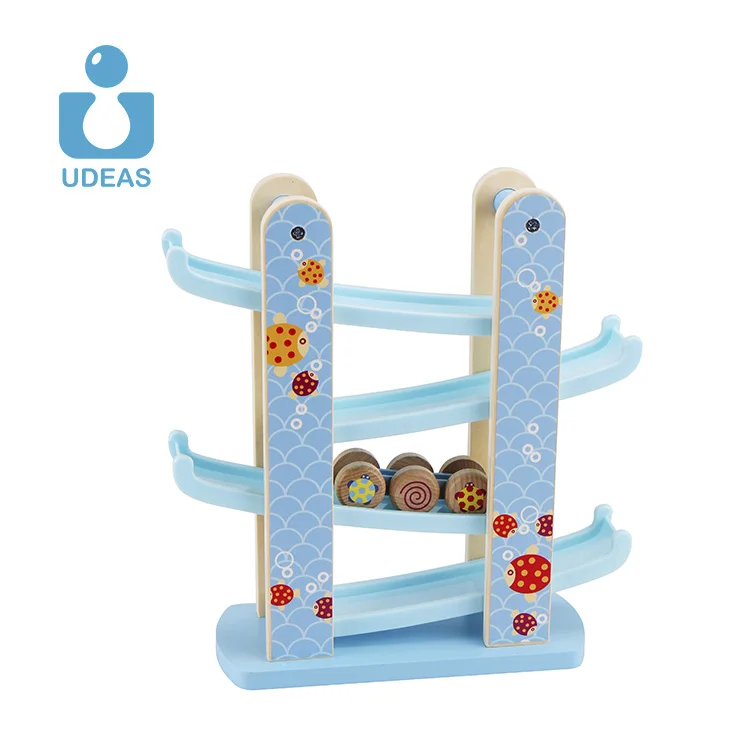 UDEAS Wooden race track car ramp racer wooden slot car race track for kids