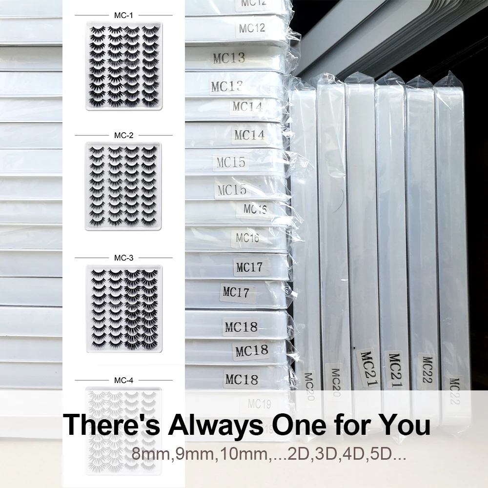 20 Pairs 3D 25mm Mink False Eyelashes Handmade Wispy Fluffy Long Lashes Natural Eye Extension with pink eyelash packaging