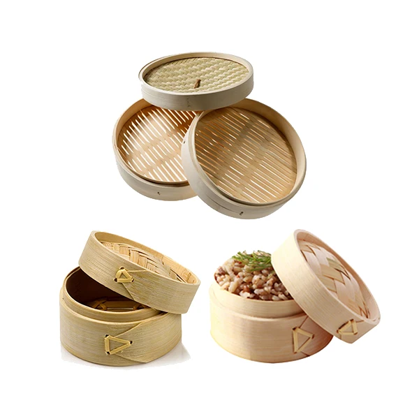Wholesale price high quality eco friendly 10 inch 2 tier bamboo steamer
