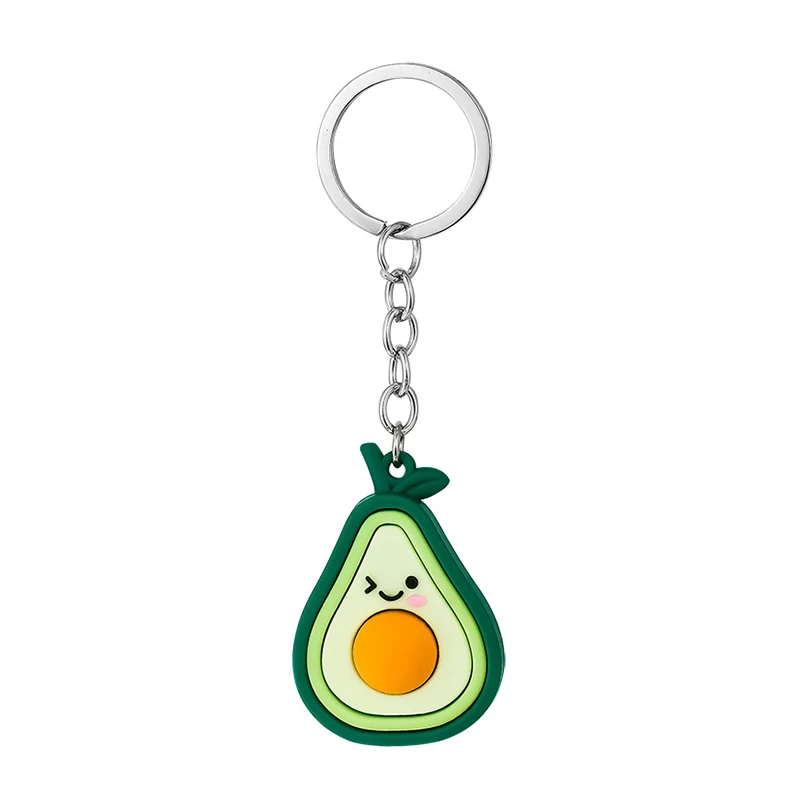 Cartoon Avocado Silicone Beads Food Grade Baby Teething Bracelet Silicone Avocado Beads Keychain