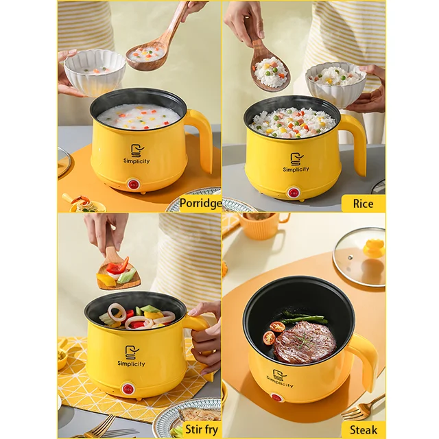 Custom Logo Mini Multifunction Travel Soup Heating Noodle Rice Cooker Table Electric Stock Cooking Electric Hot Pot with Steamer