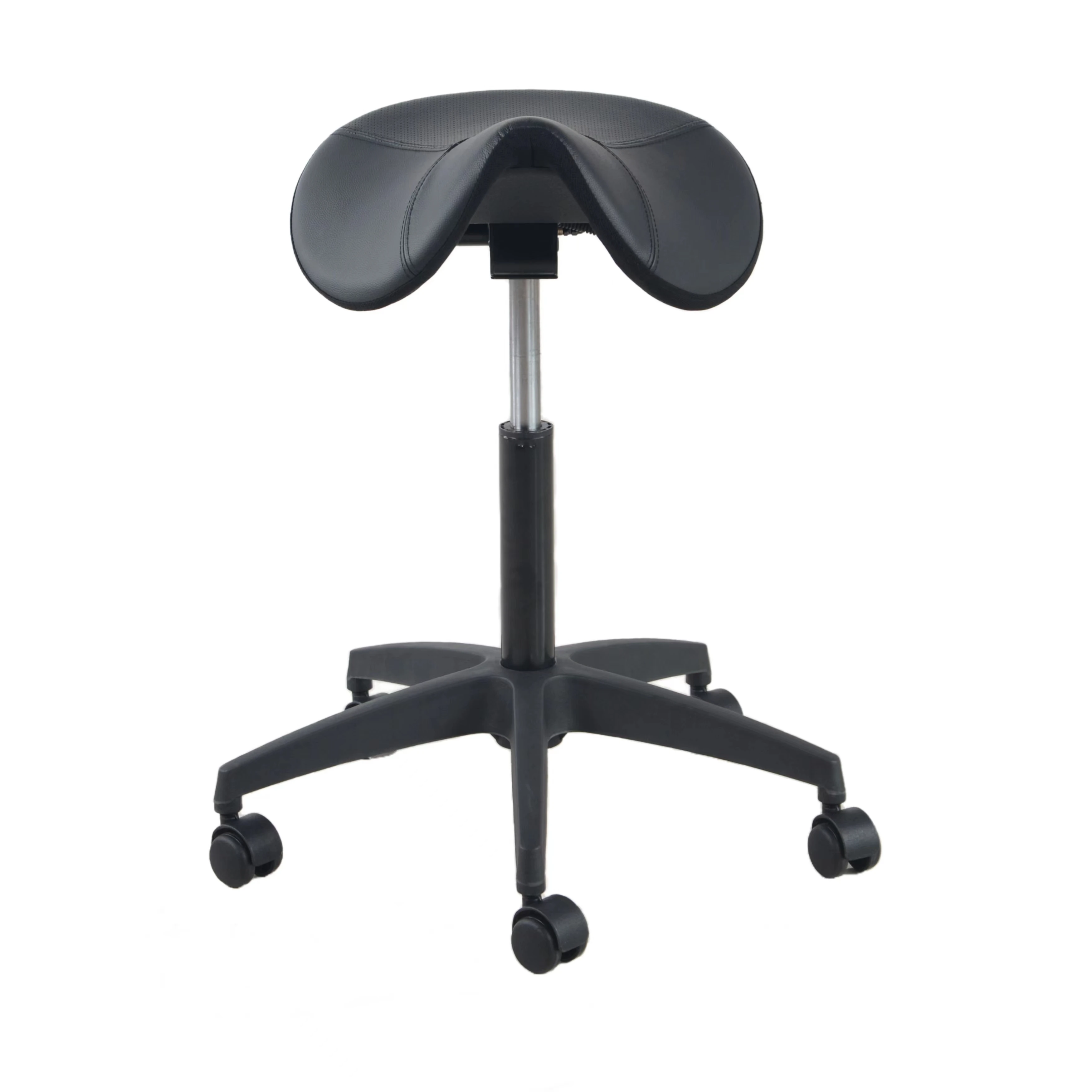Height adjustable genuine leather salon chair with nylon base