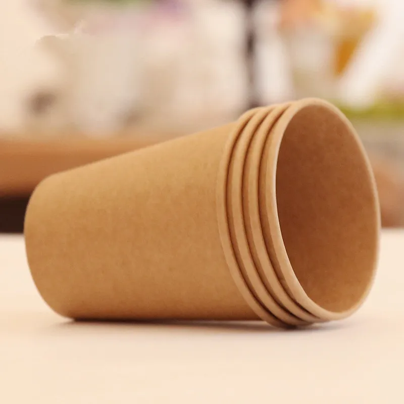 Manufacturer Food Grade Custom Logo Disposable Takeaway Kraft Paper Coffee Cups with Lid and Sleeve