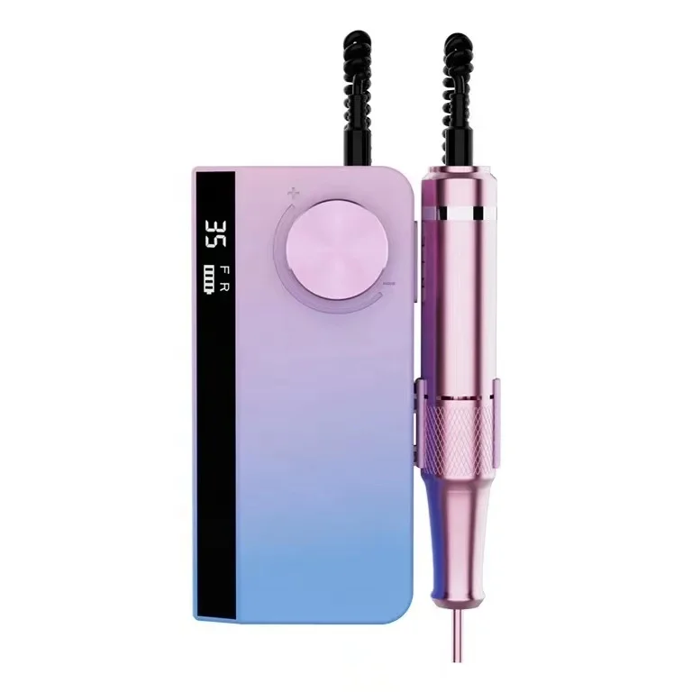 Free Logo 35000RPM Rechargeable E Files Handle Portable Wireless Electric Nail Drill Machine