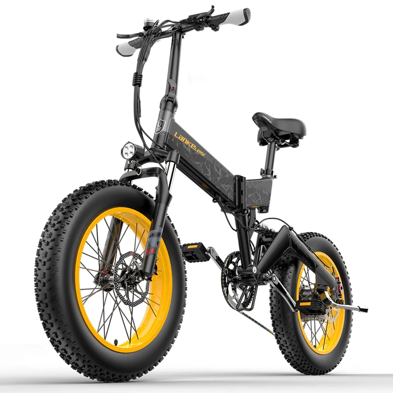 LANKELEISI X3000PLUS 1000W 48V folding electric bicycle 20-inch fat tire bike , equipped with 14.5AH for Samsung lithium battery