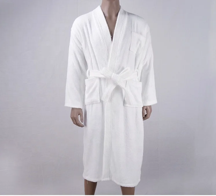 
Unisex Terry Cloth Bathrobe 100% Long Staple Cotton Hotel Spa Robes Classic Bath Robes For Men or Women 
