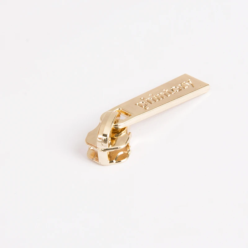Fancy custom logo zipper head metal zipper slider size 5# non lock gold zipper slider for luggage bags