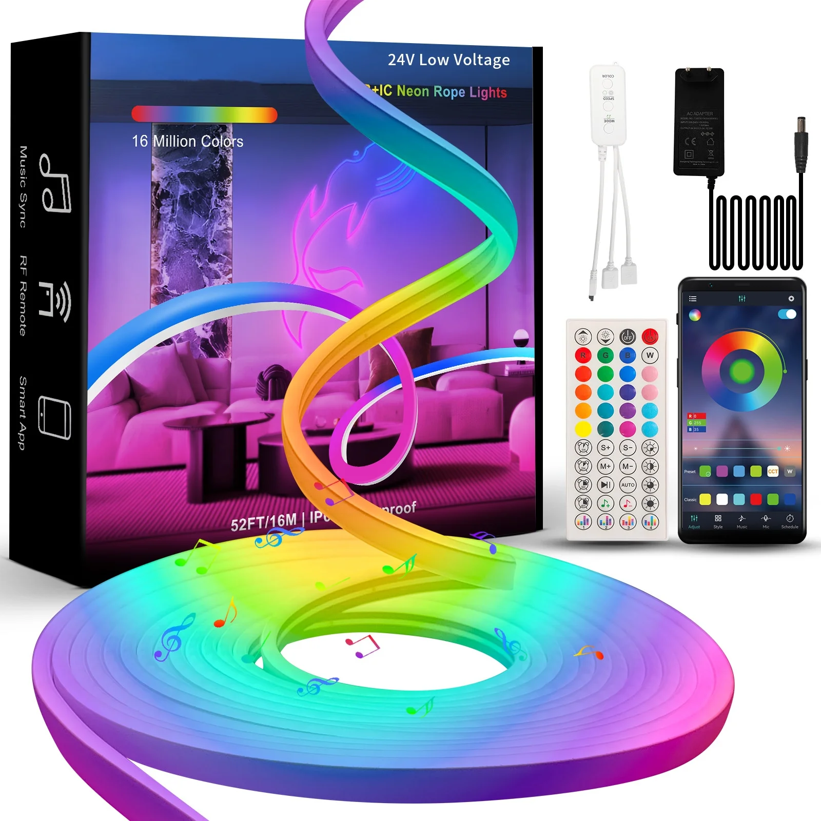 Feican DIY Design Cuttable Compatible With Alexa Google Assistant Neon Light Sign Neon Rope Lights RGB LED Strip Lights