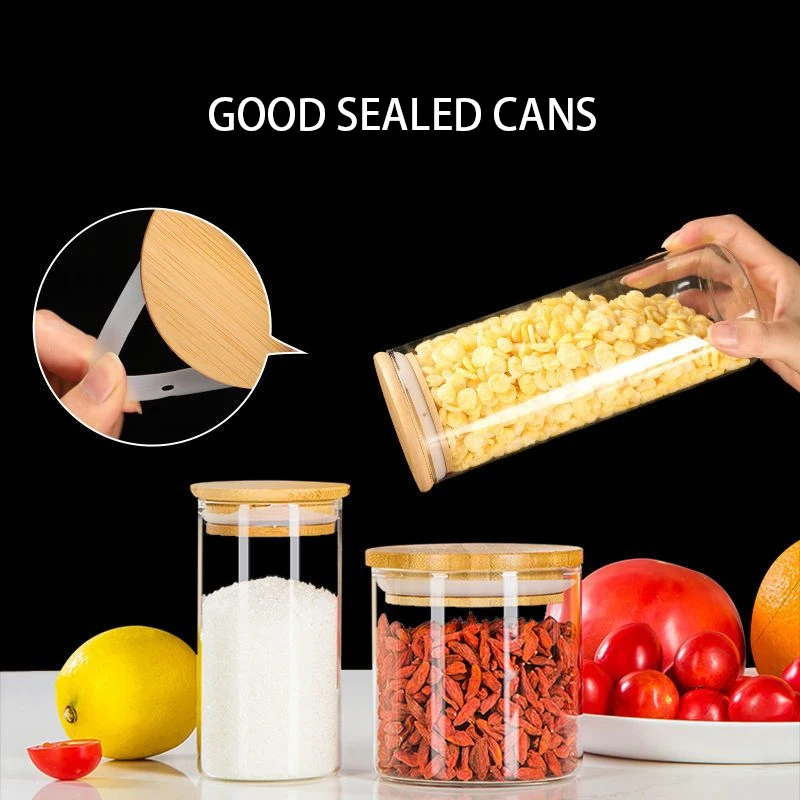 Airtight Canister Storage Jar Bamboo Lid Jar Candy