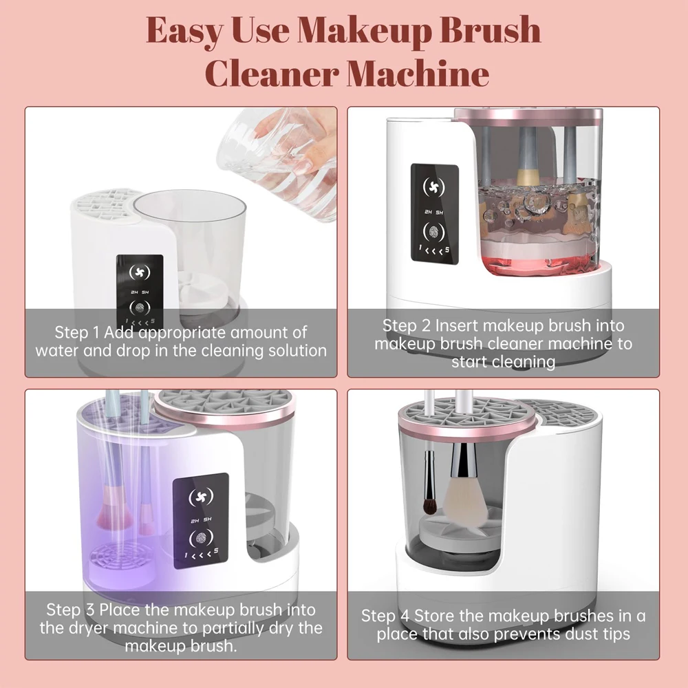 Multi-Functional Automatic Cosmetic Electric Makeup Brush Cleaner Machine with Makeup Brush Dryer for Makeup Sponges and Brushes