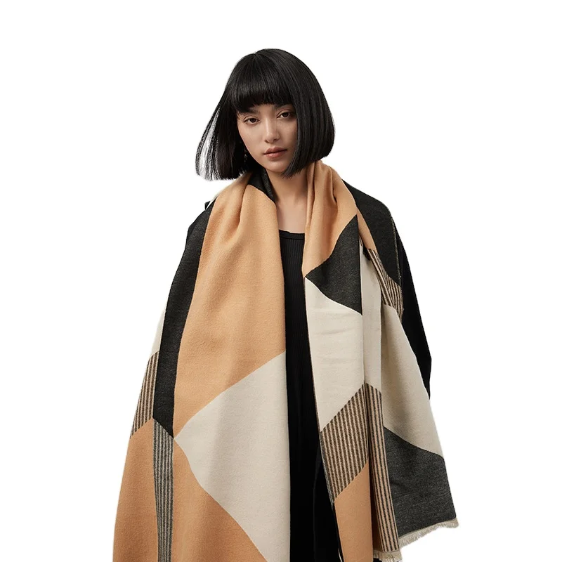 2023 Christmas Large Geometry Jacquard Pashmina Scarf Shawls Warm Thick Cashmere Womens Winter Scarfs and Wraps