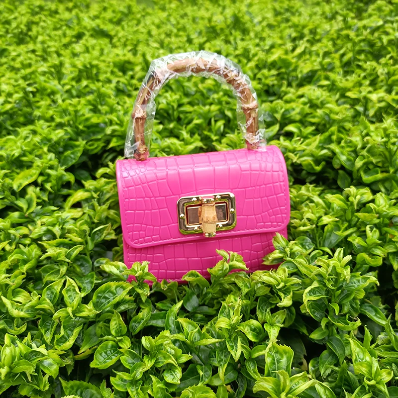 2021 Summer Shoulder Bags Fashion Lady Handbags with Bamboo Joint Handles Rotating Lock jelly bag handbag