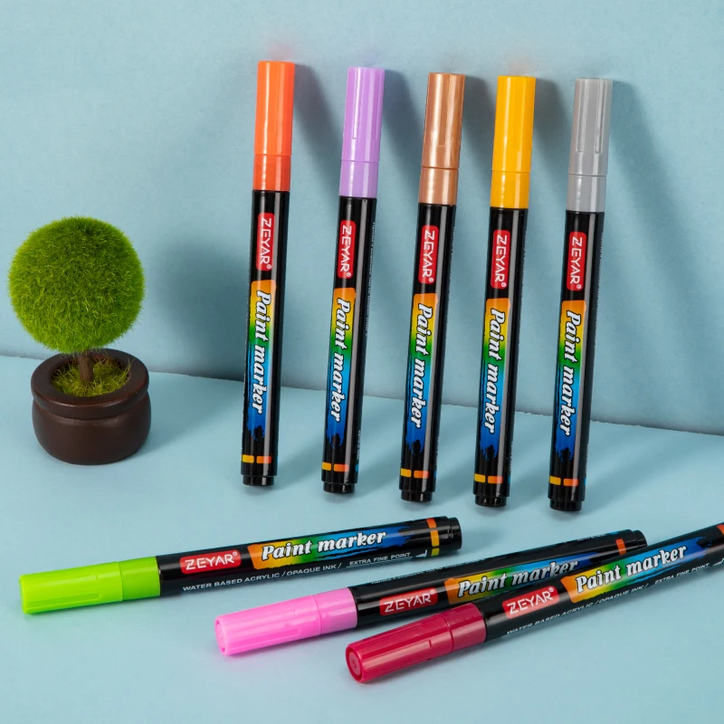 Zeyar brand ZP1132 Glitter marker water based ink valve-action pen dry fast permanent writes on most surfaces multi colors