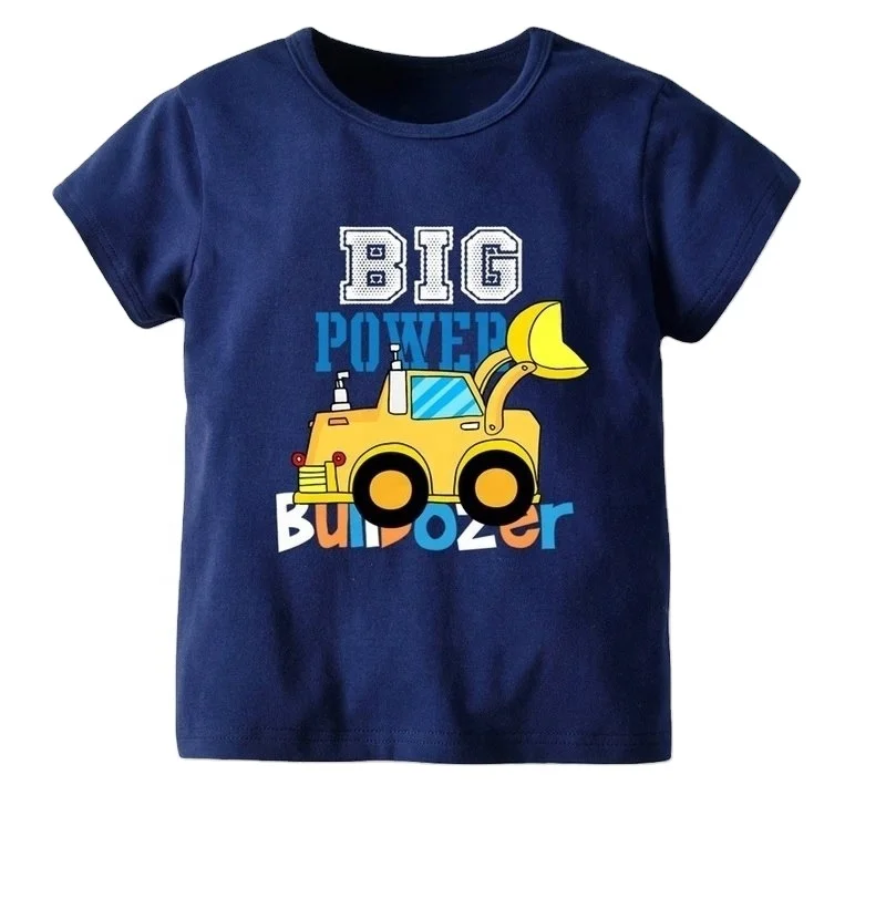 Bulldozer printed baby short sleeve t shirt Newborn Infant Clothing Toddler Boys Baby Boy Spring Summer Infant Toddlers