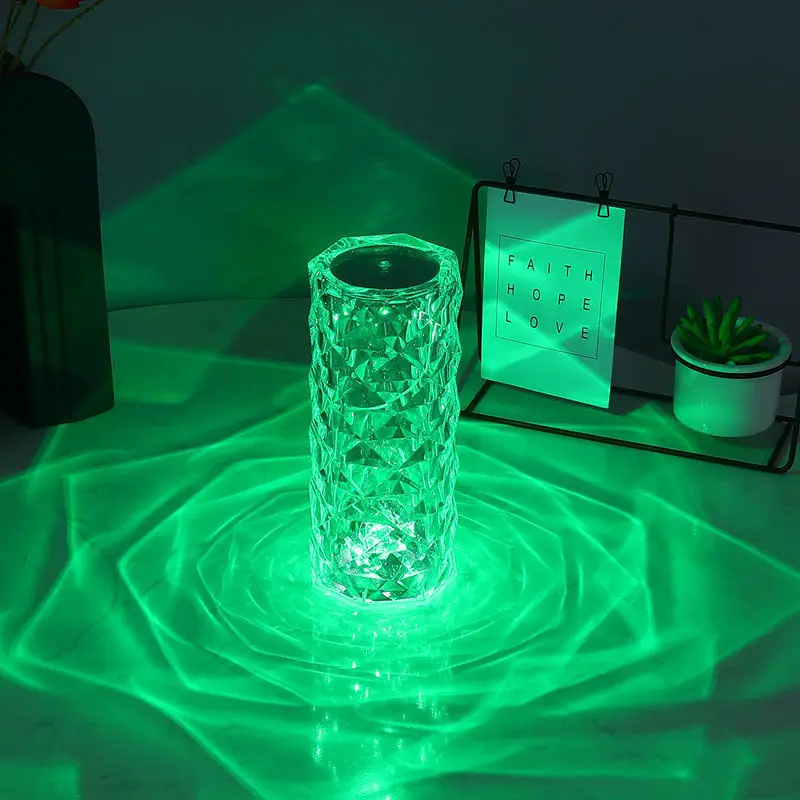 Modern Acrylic Bedroom Bedside Night Light Rose Crystal Table Lamp Living Room Decoration Lighting Table Touch Light