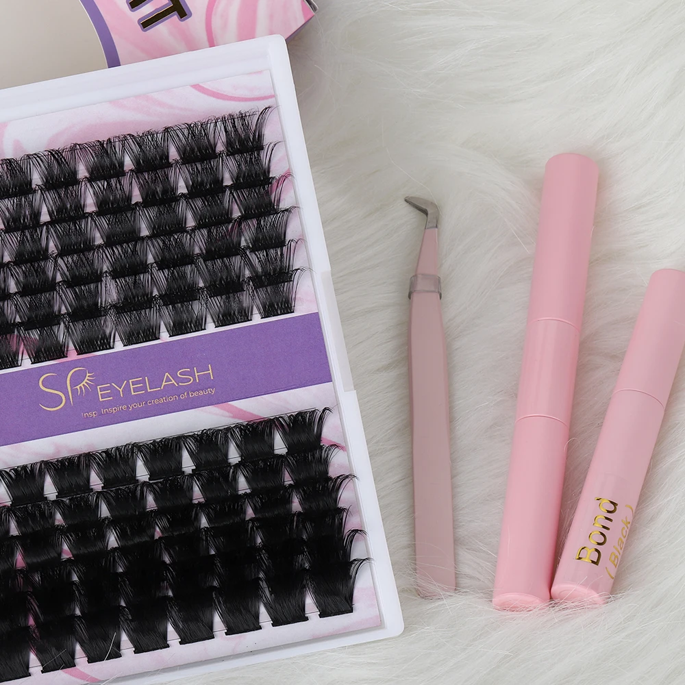 SP EYELASH Long lasting 7-10 days diy cluster lash bond and sealer C D curl segment lash pre cut diy lash extension kit