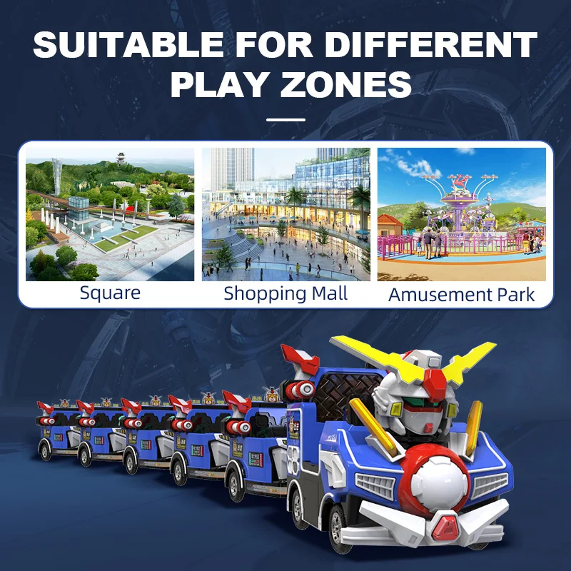 Family-Friendly Tourist Attraction Mecha Battle Train Trackless Electric Ride with LED Lights for Park and Amusement Park Use