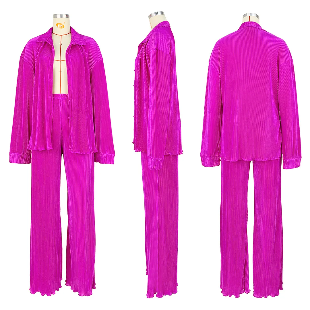 PDEP 2023 Sexy Fashion Comfortable casual Pleated   women Wide Leg Pants two piece set for women clothing