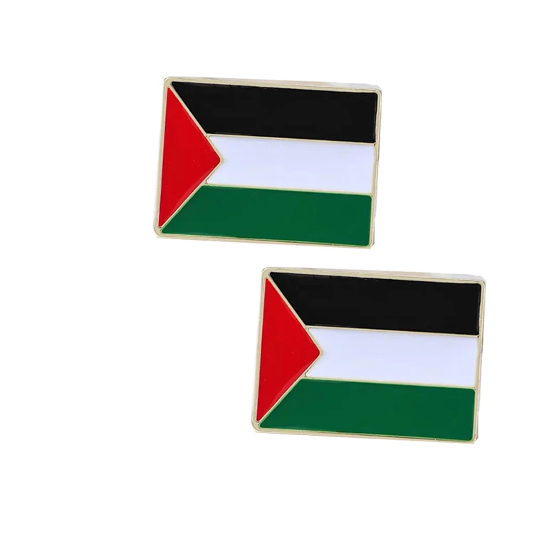 Support Customized Free Gold Plating Brooch Palestine Flag Pin Map Design Enamel Palestine Pin Badge