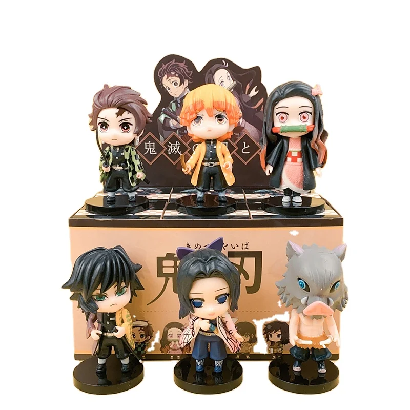 6-8cm Action Anime Figure Mini Cute Kamado Tanjirou Agatsuma Zenitsu Nezuko Kimetsu No Yaiba Figure  Demon Slayer Blind Box