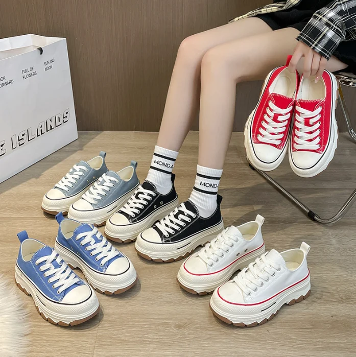 Canvas shoes fashion small white shoes thick-soled women sports shoes