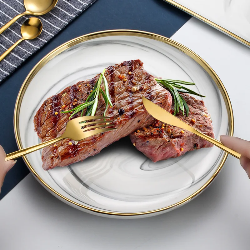 
Reusable 4pcs flatware knife fork spoon set stainless steel wedding cutlery set gold/stainless steel flatware set 