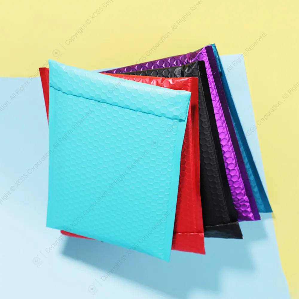 Wholesale Pink 10.5X16 Self-seal Metallic Padded Shipping Mailer Bag Logo Printed Bubble Envelope