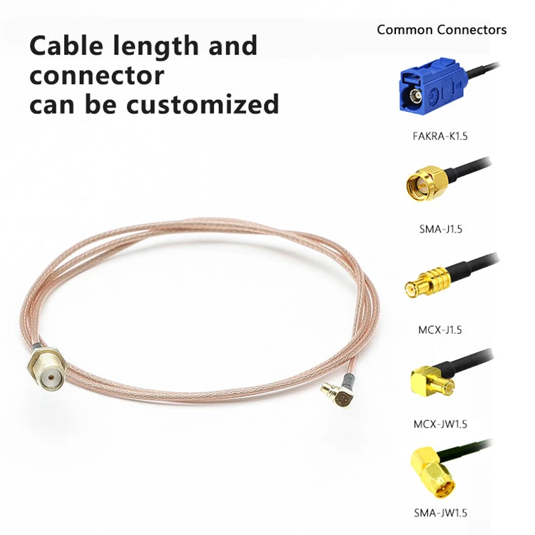 RG178 RG316 SMA Female to MCX Male Right Angle adapter pigtail cable