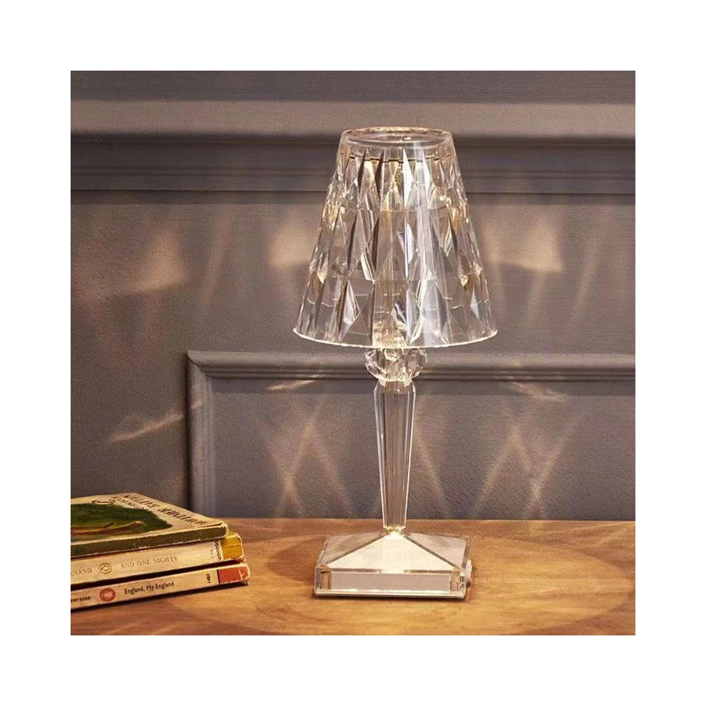 Three-color Transform Crystal Table Lamp Luxury Decoration Rechargeable Acrylic Table Lamp