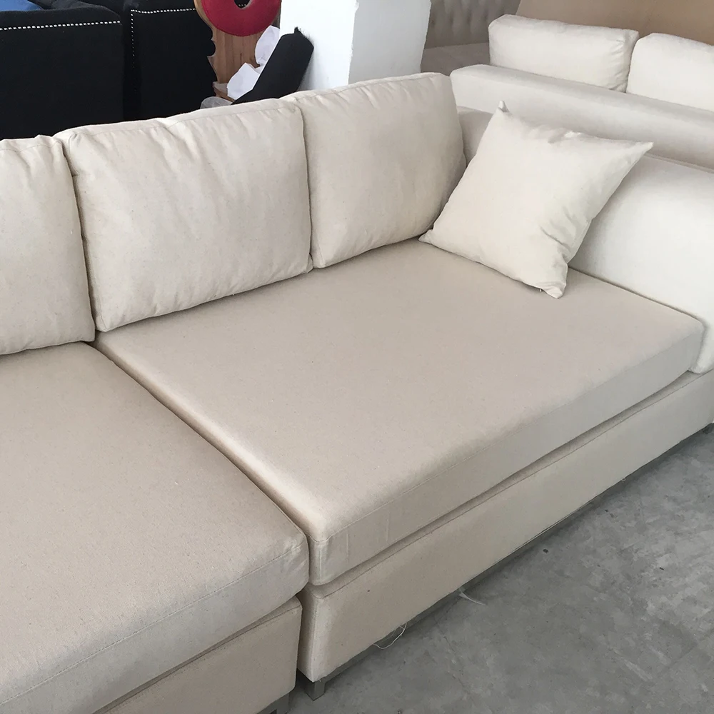 MRS WOODS Hot Selling Modern Design Wooden Cozy Recliner Sofa Natural Linen Upholstered English Living Room Sofa