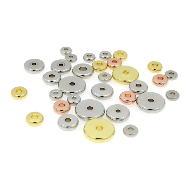 100pcs/bag Stainless Steel Flat Round Beads Metallic Spacer Beads Findings Tube Spacers For DIY Bracelet Jewelry Making