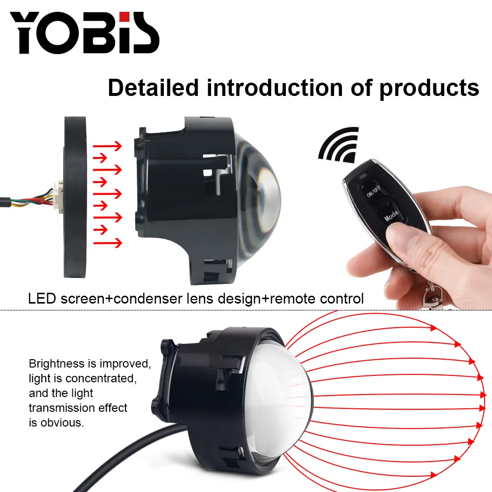 Yobis New Arrival 12V Wholesale Decorative Lamp  Blinking Dynamic Devil Eye 12W APP Control LED Light IP68 Car Lighting Systems