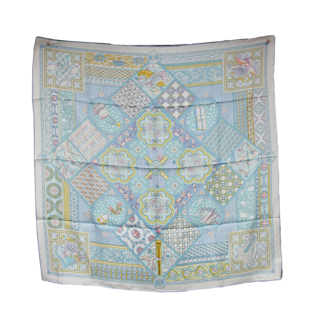 custom 100% Silk Scarves Digital printing picture Service Designer foulard en soie Women Square Custom Silk Scarf with Logo