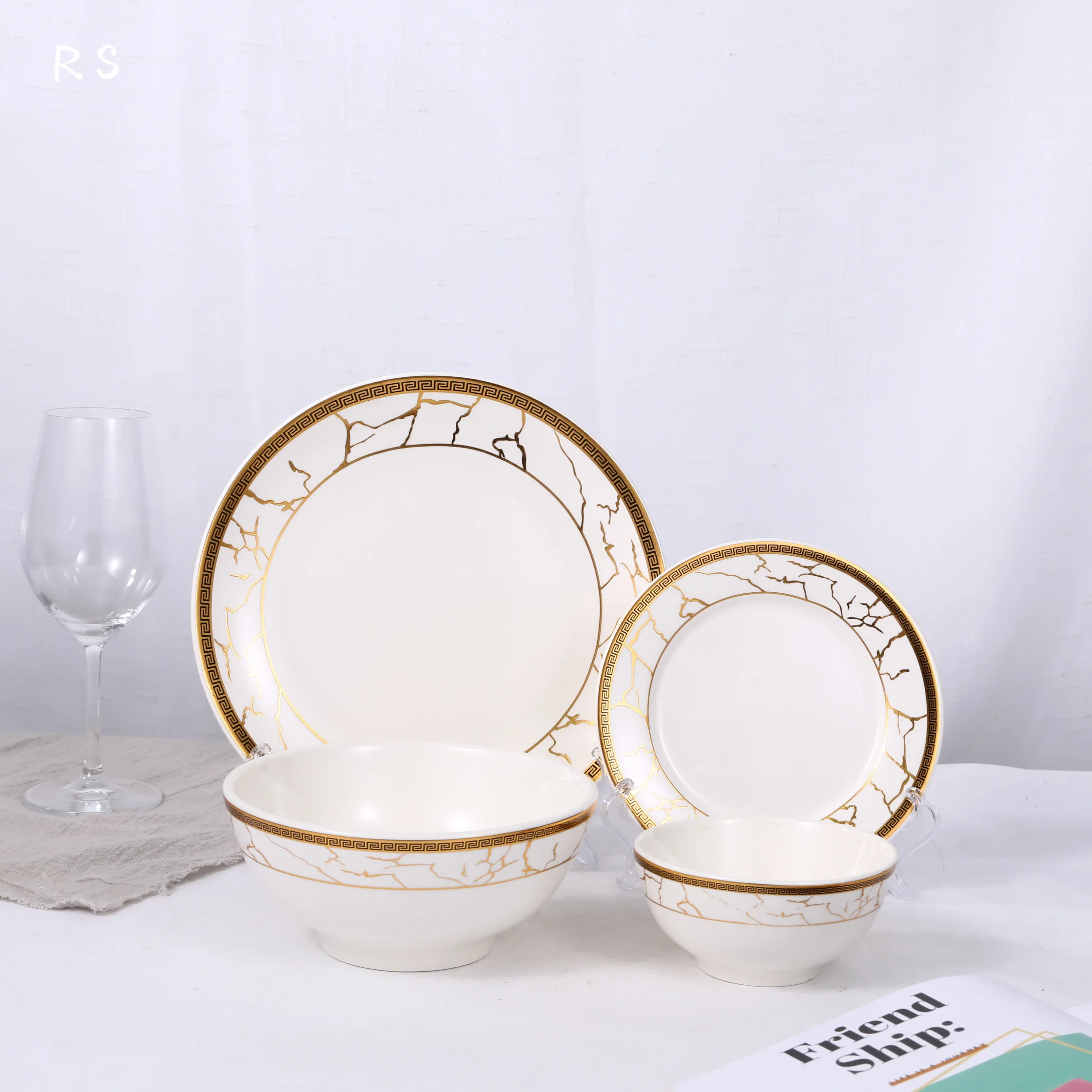 16 pc Dinner Set Ceramic Tableware Dinnerware Luxury Bowls And Plates Set For 4