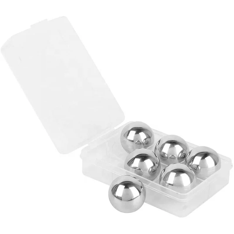 6Pcs Stainless Steel Ice Cubes Cooling Ball Whiskey Stones Reusable Metal Ice Cubes for Whiskey, Bourbon, Vodka