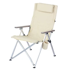 Manufacturer Outdoor Adjustable Portable Ultralight Heavy Duty Aluminum Folding Beach Camping Chair with Pillow