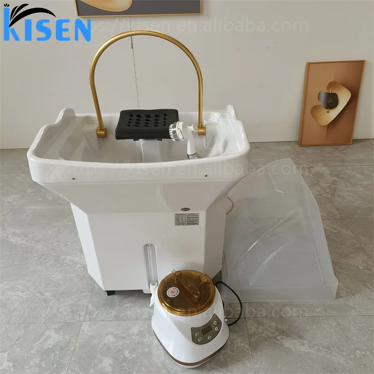 Kisen no need to connect plumbing Salon Furniture Hair Washing Movable Heating SPA Head Portable Shampoo Sink For Massage Bed
