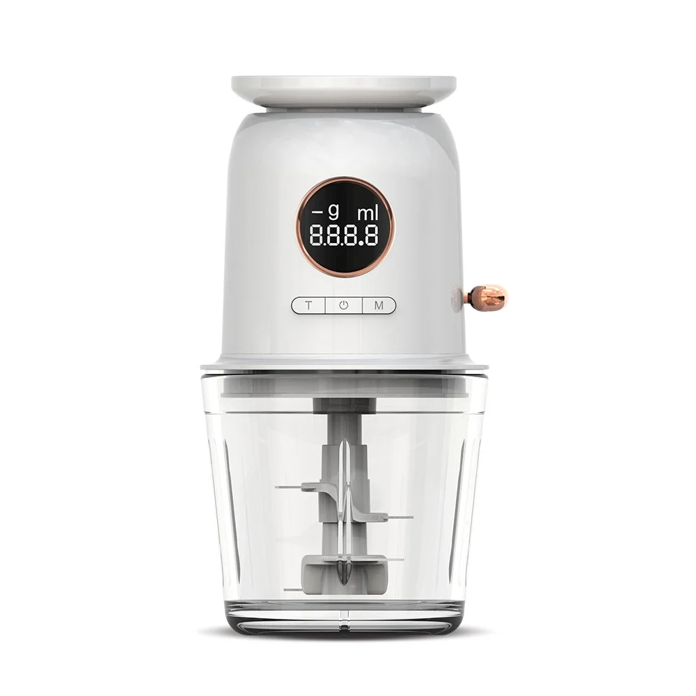 OEM Portable Electric Meat Garlic Vegetable Chopper with 600ml Glass Bowl Weighing Cuisine With LED Display Hot Sale in Japan