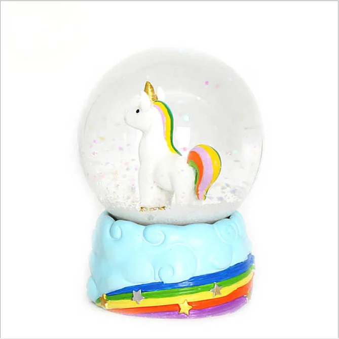 
Promotion gift resin unicorn snow globe music christmas snow globe for kids holiday gift 