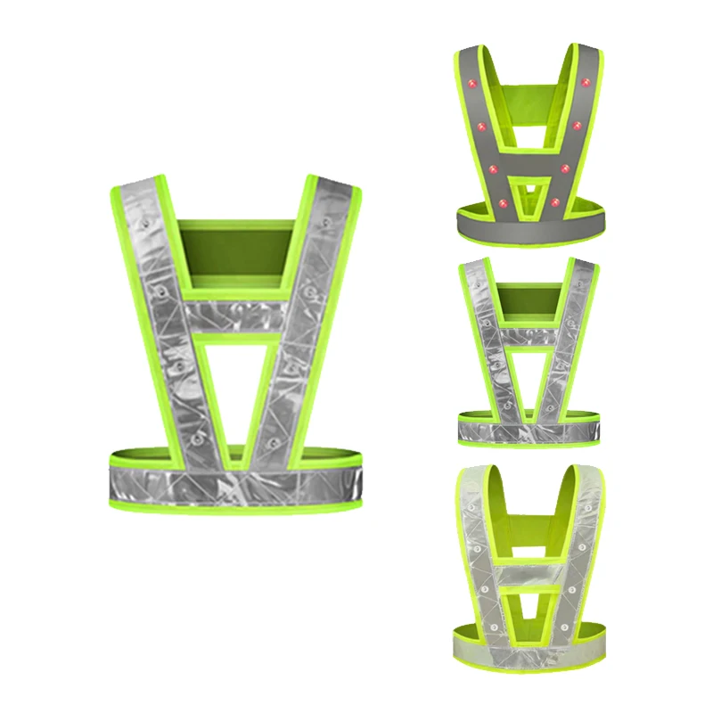 V Shape LED Battery Reflective Belt Cycling Vest Safety Vest High visibility for Traffic Runner Uber Driver