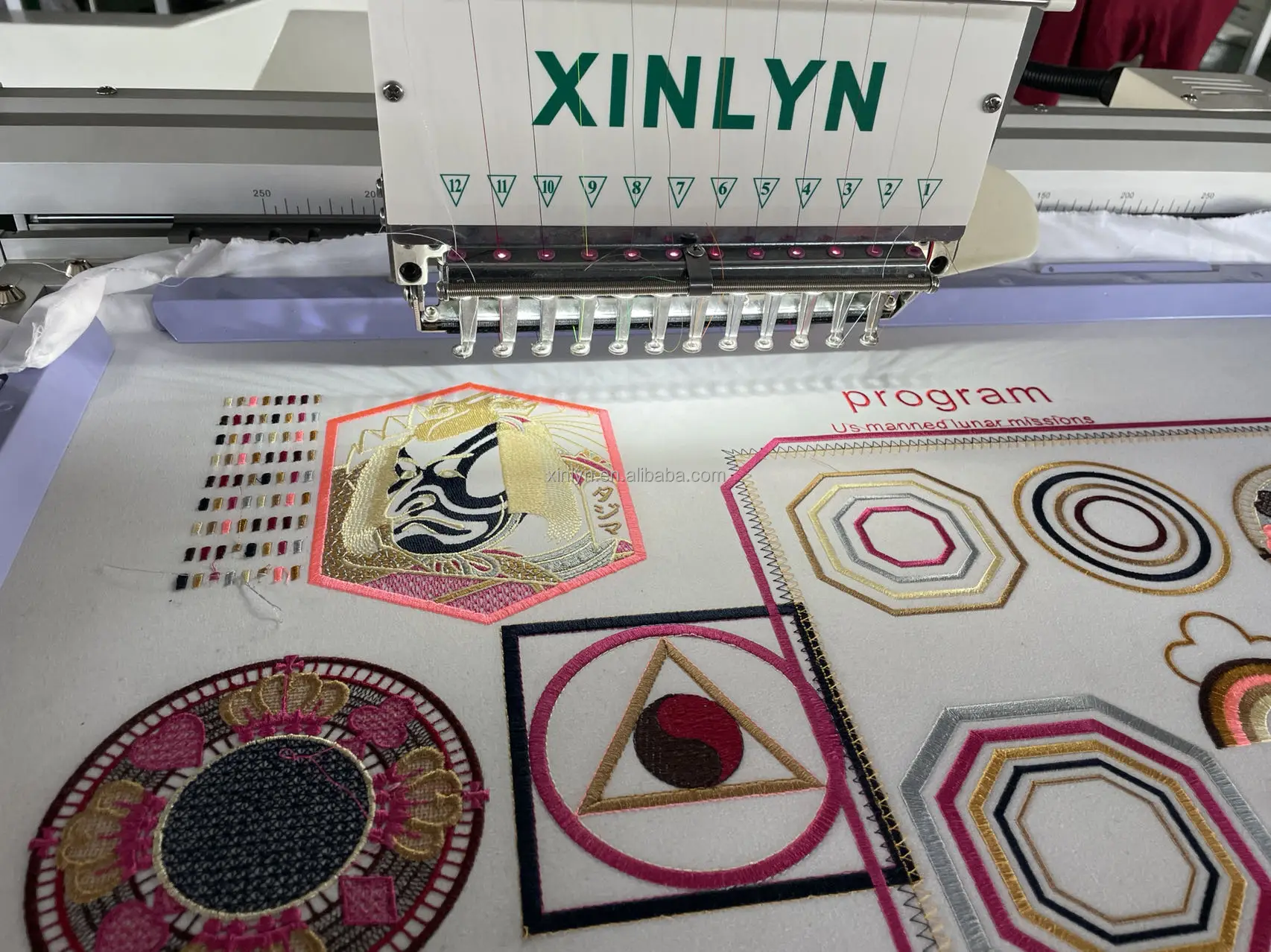 xinlyn factory price home use good quality one head 12needles size 350*500mm garments cap shirt flat computer embroidery machine