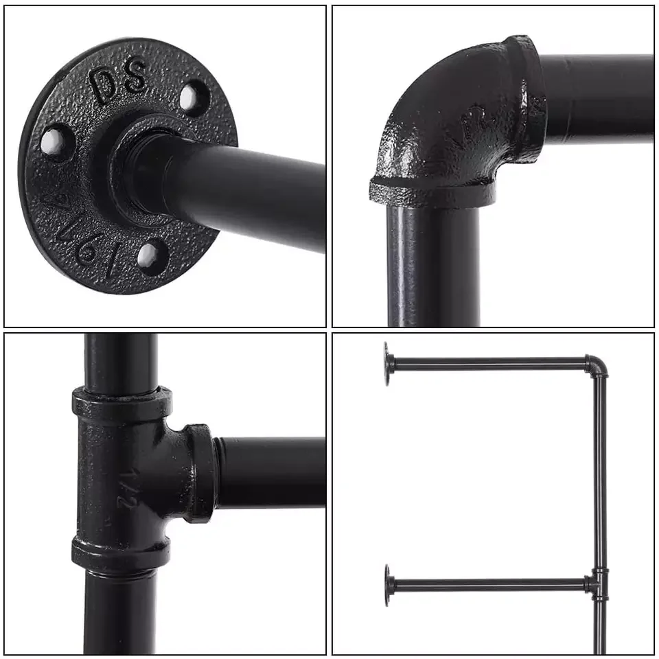 Black Metal Pipe for Vintage DIY Industrial Shelving