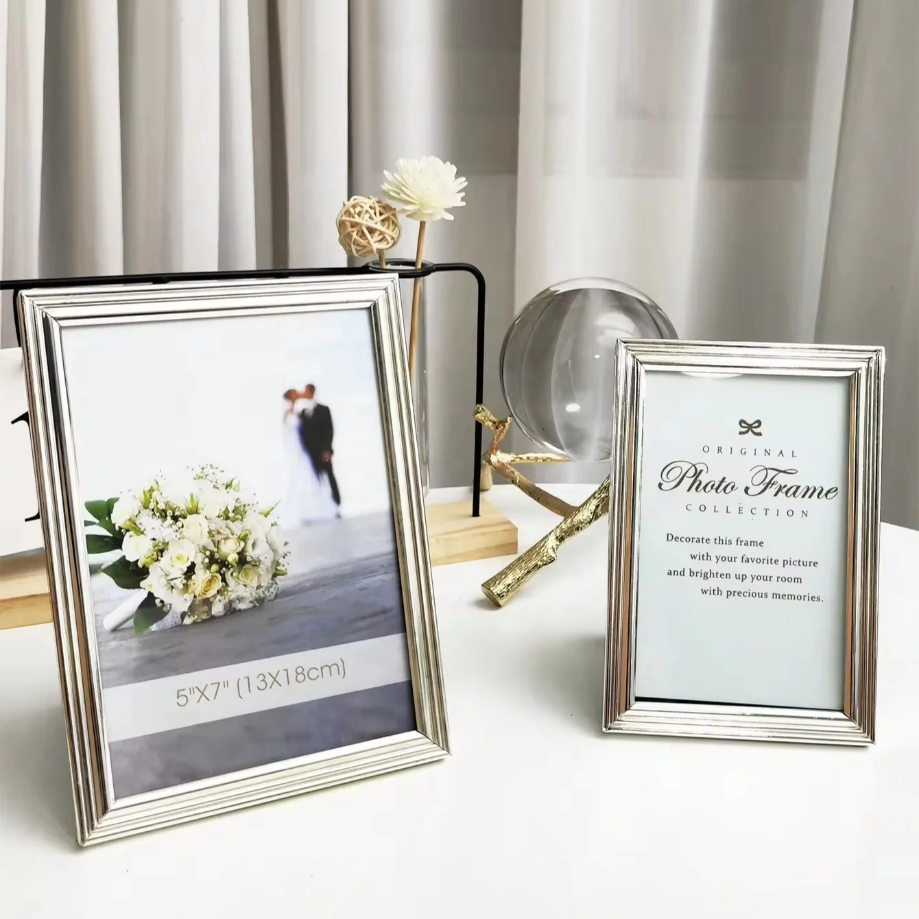 Metal silver picture frames 4*6 5*7 8*10 silver iron photo frame wedding gift with morden style high quality wholesale