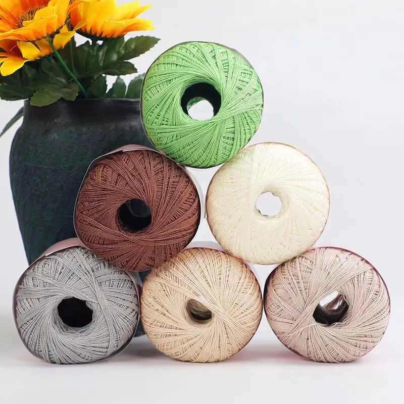 Wholesale Eco Long Colored Yarn Knitting Art Crochet Cotton Hand Knitting Lace Dyed Yarn