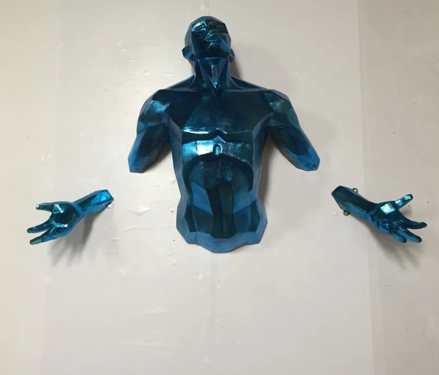 Modern Style Creative Artificial Custom 3D Bronze Resin Crafts Abstract Figures Statue Geometric Home Decor Wall Sculptures