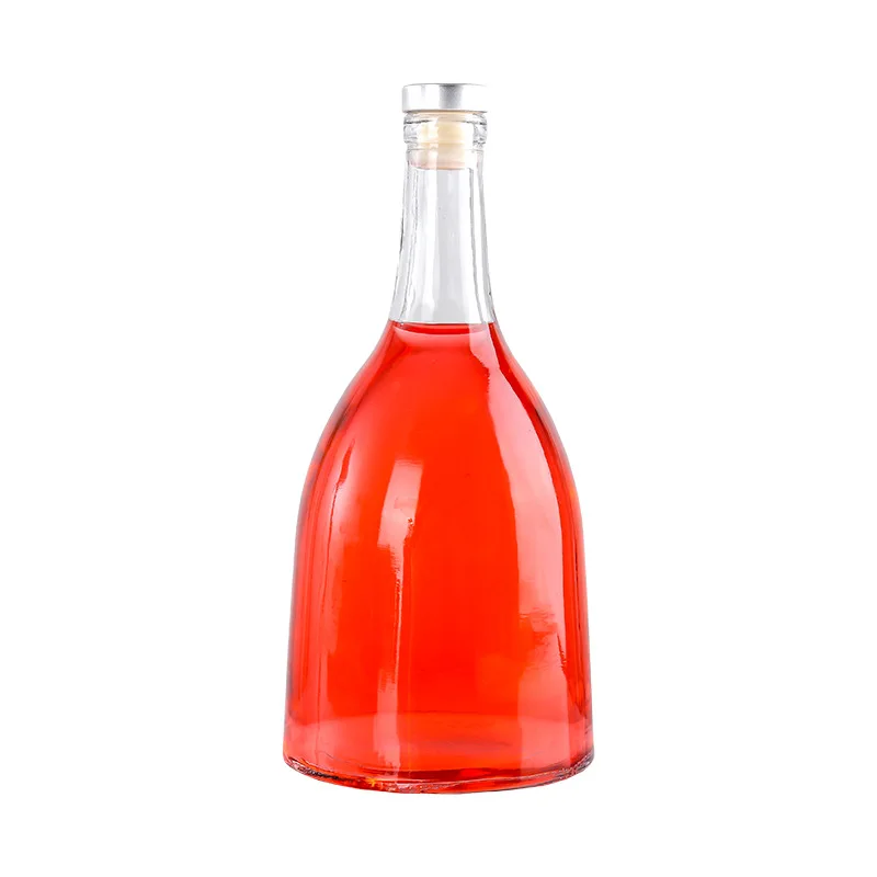 13oz Transparent glass sealed wine bottle with polymer stopper and cork for Home made fruit wine and juice