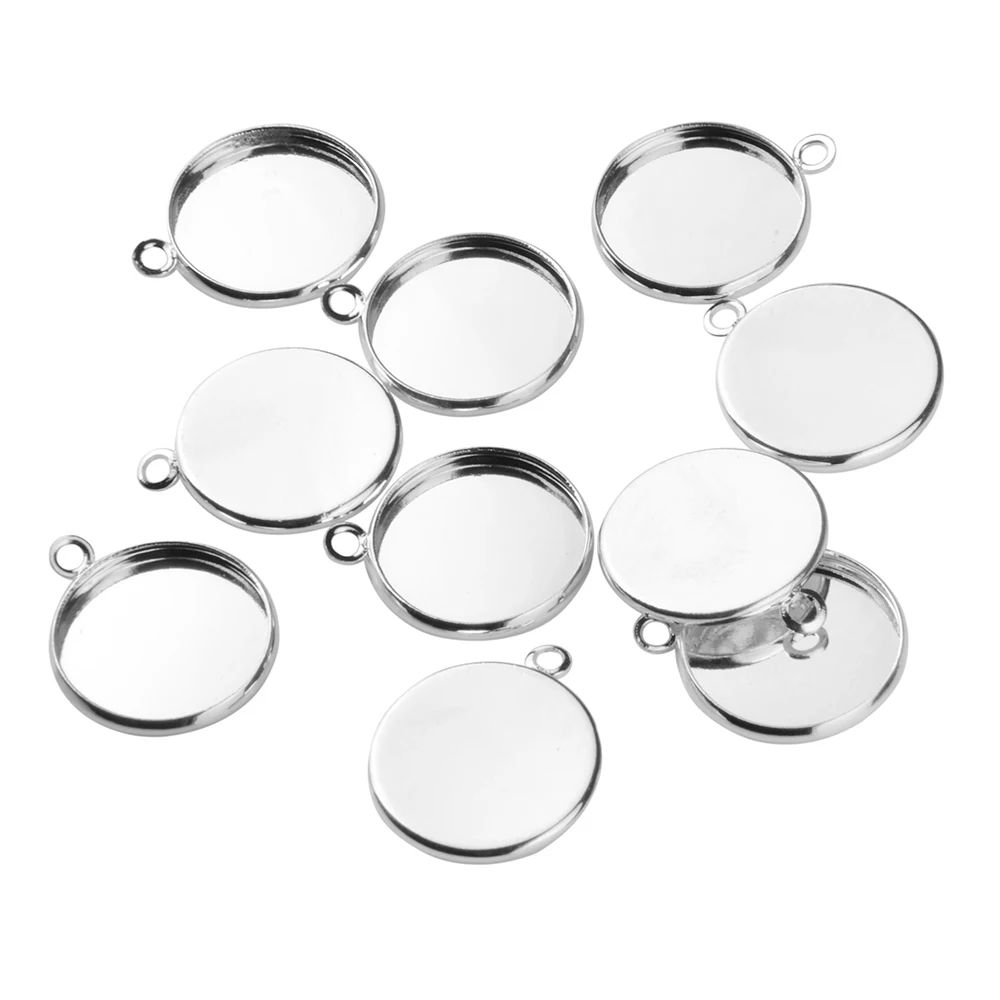 Chanfar 100PCS/Bag 10 12 14 16 18 20 25mm Blank Cabochon Base Pendant Bezel Tray for Jewelry Accessories
