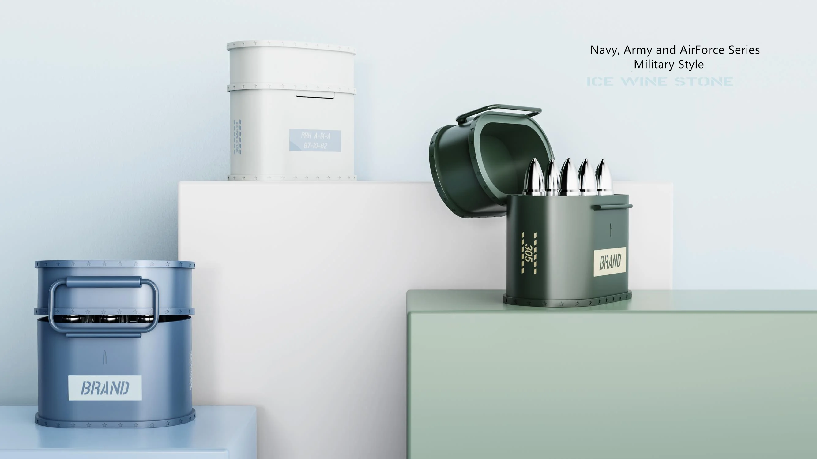 Reusable Oil Drum Box Whiskey Gift Set Bullet Shaped Ice Cube Wine Chiller Stainless Steel Bullet Whiskey Stone Whiskey stones