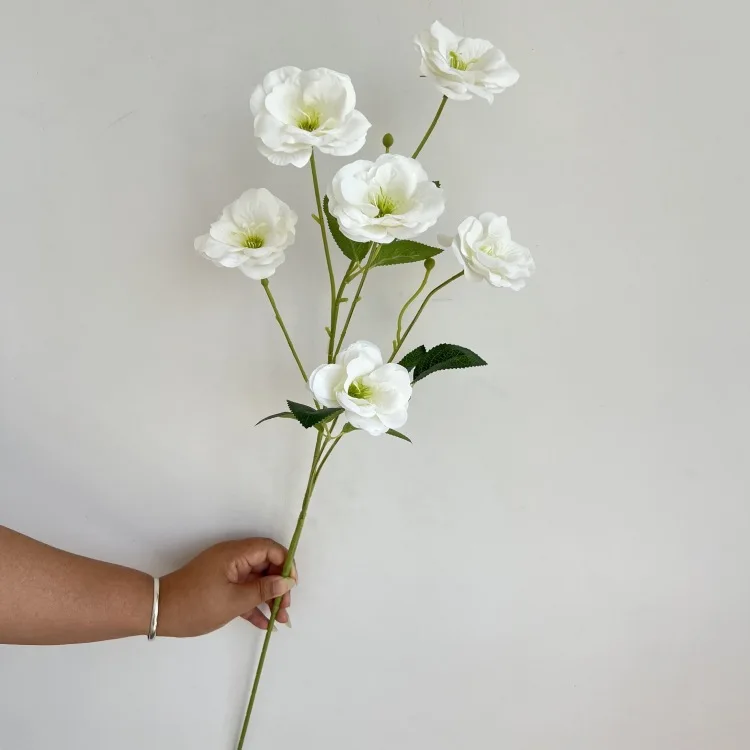 Factory feeling french style flower high-grade feel handmade flower wedding prop 6 heads branches artificial gardenia