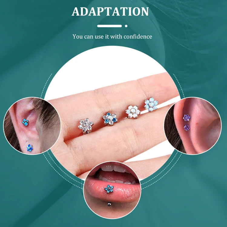 Chinese Manufacturer Titanium Piercing Shinny Zircon Seed Bead Stud Earrings